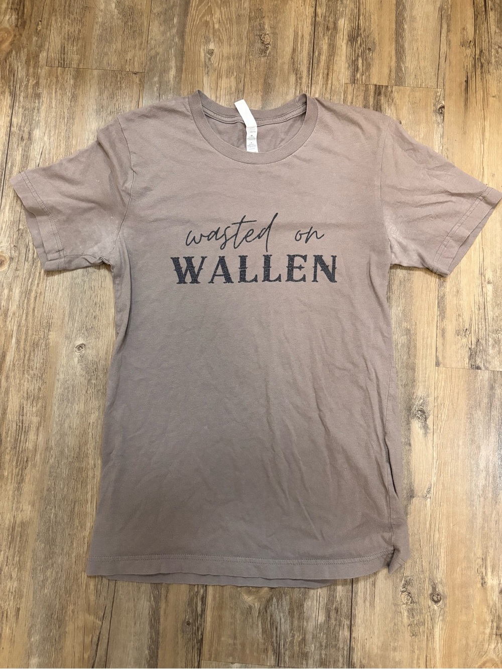 Bella Canvas Wasted on Wallen Womens Taupe Graphic Tee Brown Small S